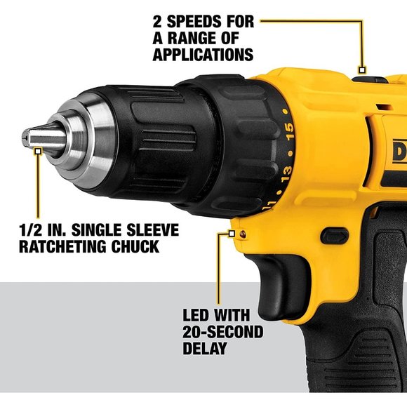 DEWALT 20V Max Cordless Drill/Driver Kit, Compact, 1/2-Inch (DCD771C2), Yellow - Picture 7 of 7